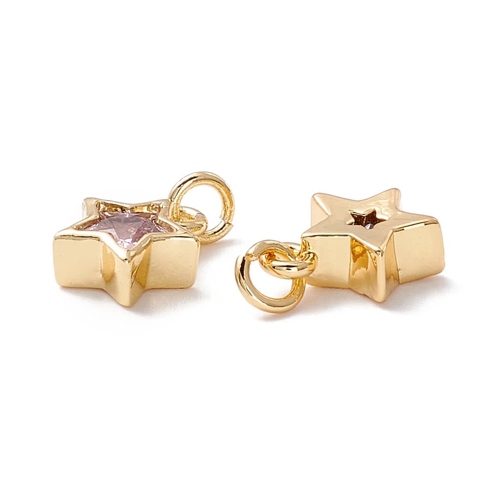Dije colgante estrella zircón 9 mm baño oro / unidad3