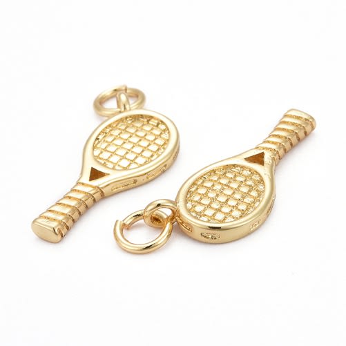 Dije colgante raqueta tenis baño de oro / unidad2