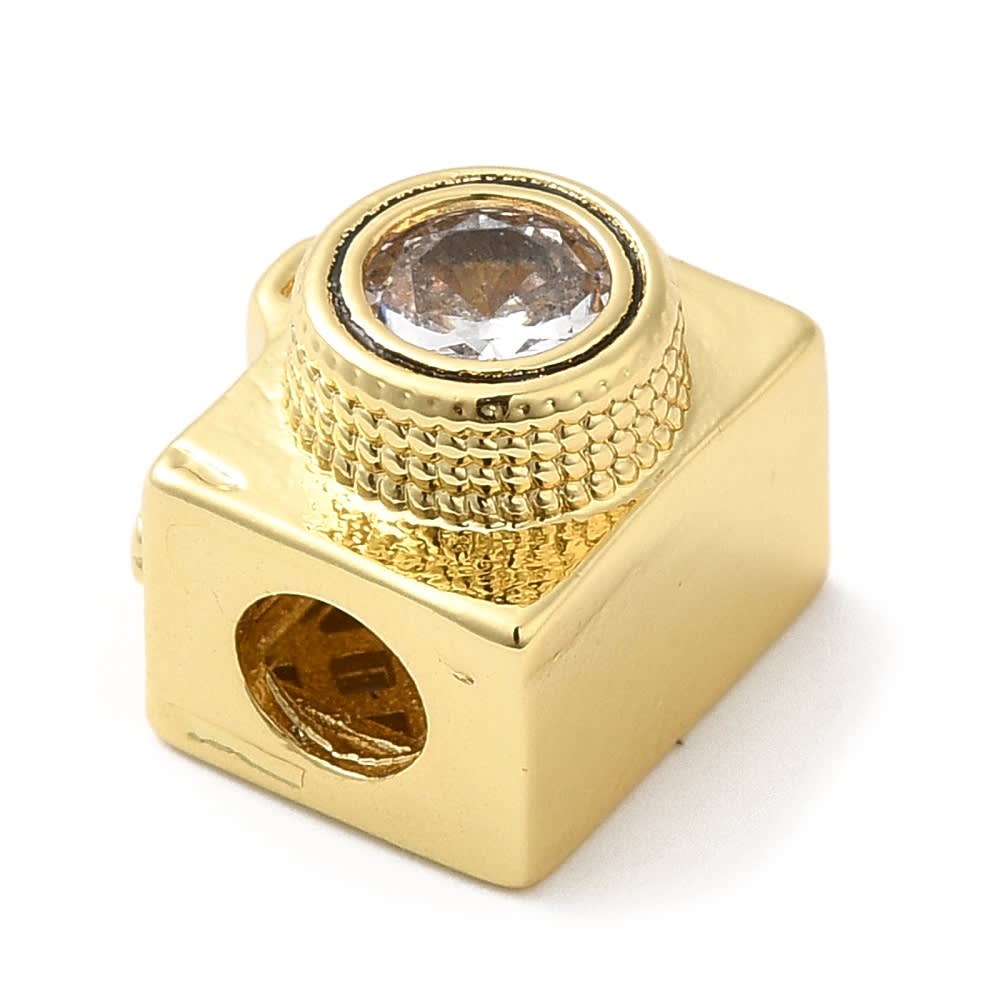Pasador europeo charm camara dije baño de oro / unidad2