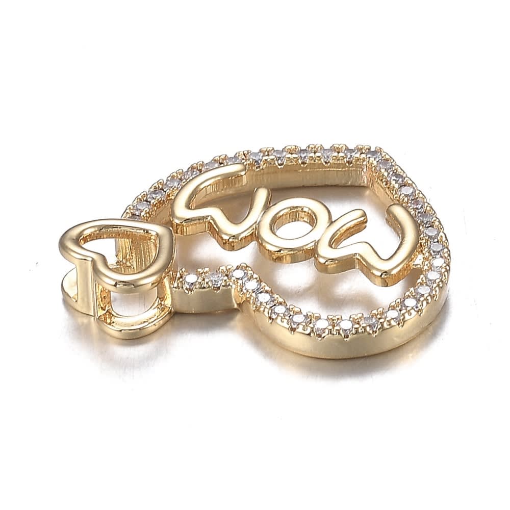 Dije pasador corazón mom baño de oro / unidad2