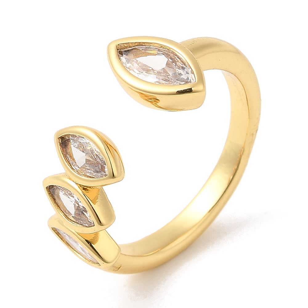 Anillo ajustable ojo de caballo baño de oro / unidad1