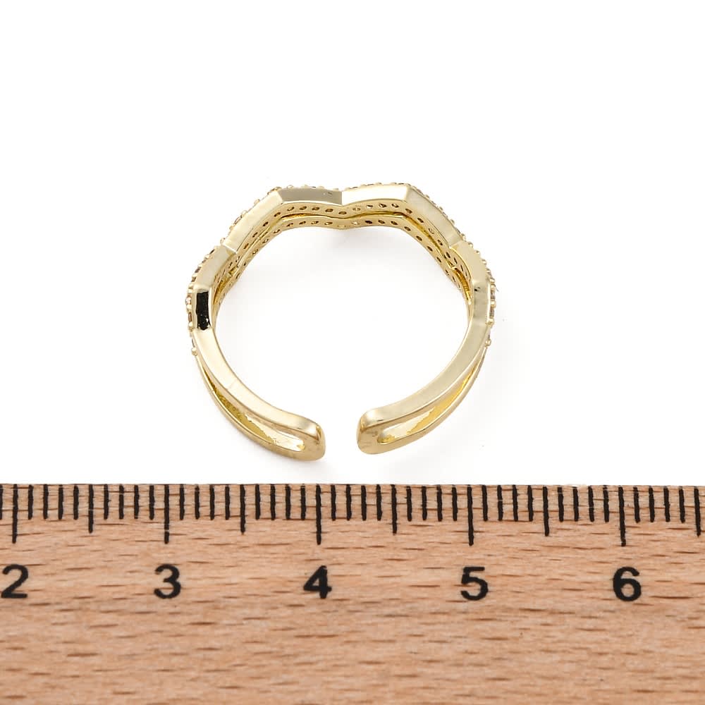Anillo ajustable doble zig zag baño de oro / unidad2