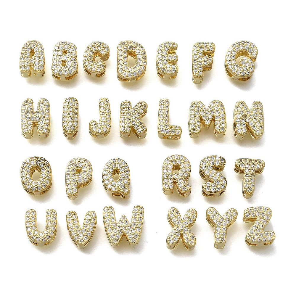 Letras pasadoras abecedario 9.5 mm baño oro zircón / unidad1