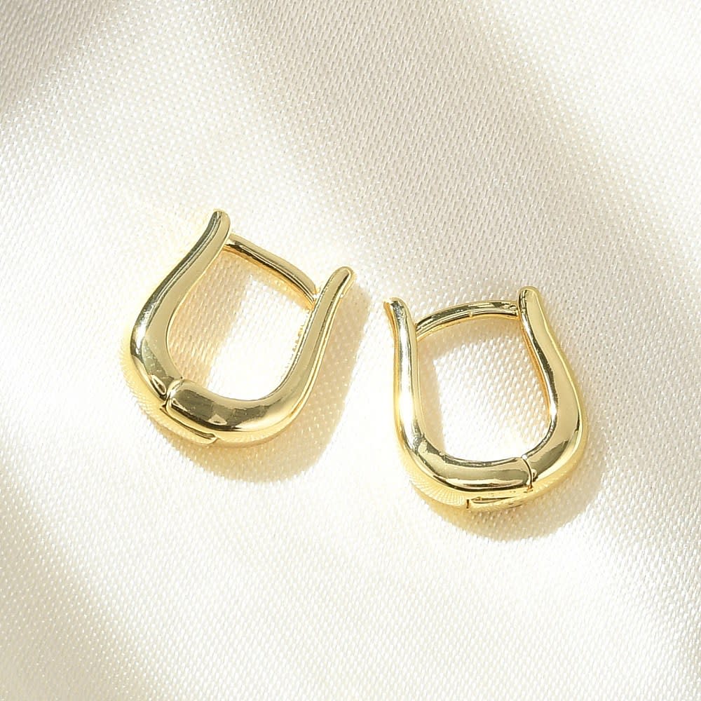 Aros argollas chunky huggie forma de U 13 mm baño oro / par3
