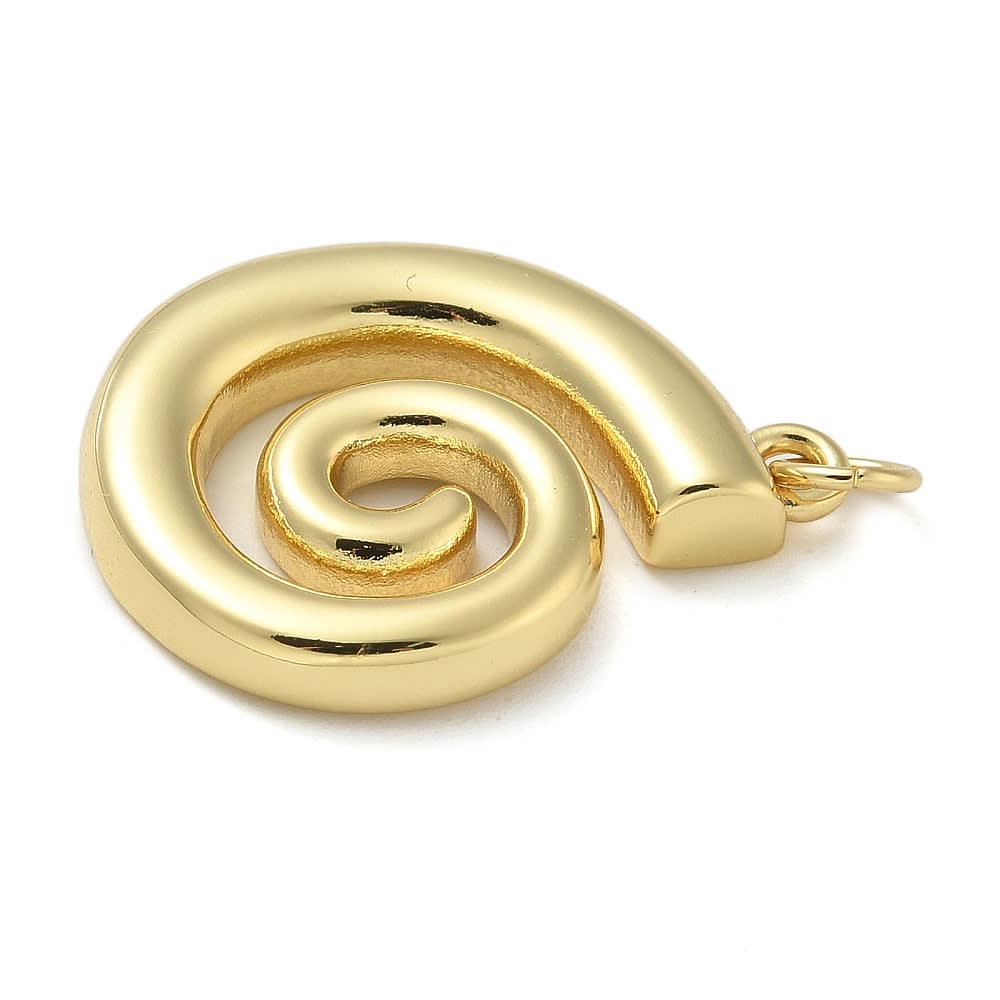 Dije colgante espiral caracol mar 25 mm baño de oro / unidad2