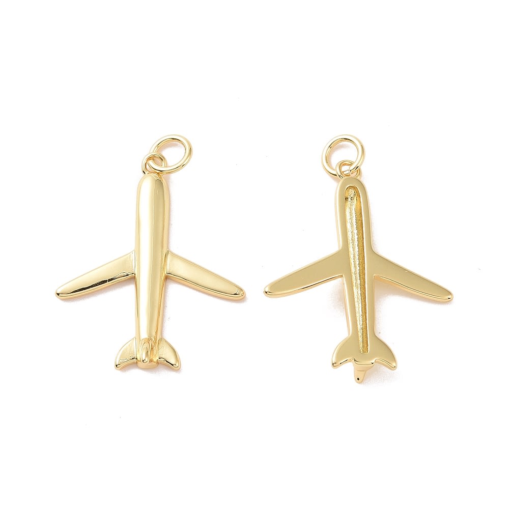Dije colgante avión 24.5x20 mm latón / unidad3