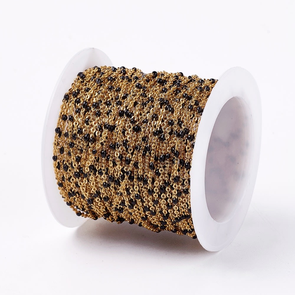 Cadena eslabón balín esmaltado baño de oro / metro6