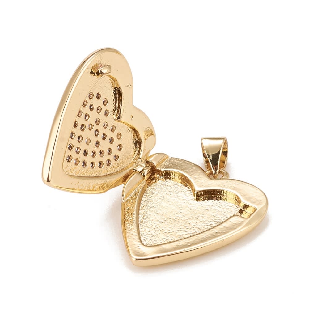 Relicario foto portafoto corazón 20.5 mm zircón baño oro / unidad2