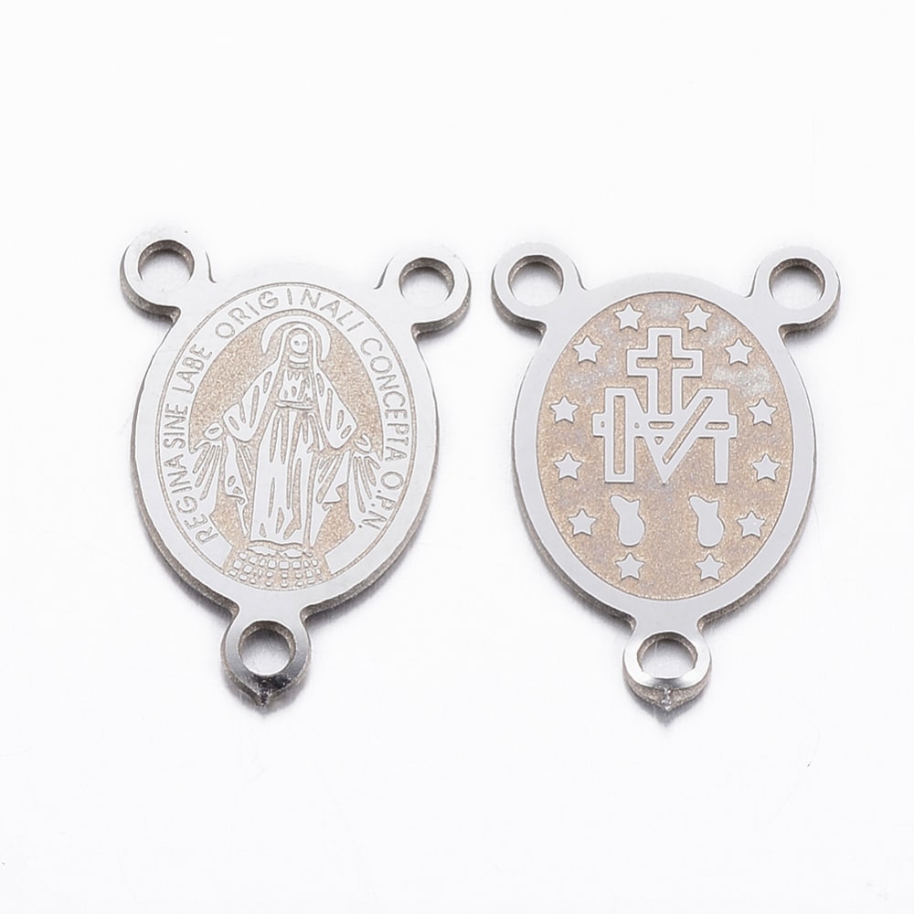 Dije vitela centro rosario virgen milagrosa acero / unidad1