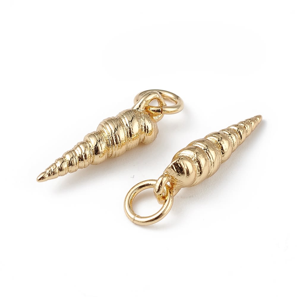 Dije colgante concha mar caracol torre 16 mm baño de oro / unidad3