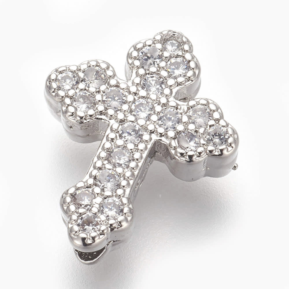 Dije pasador cruz dorada plateada zircón / unidad3