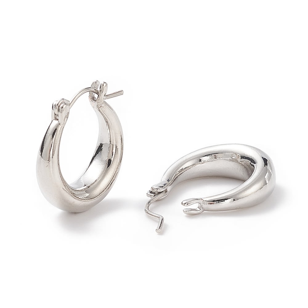 Aros argollas chunky macizo 20 mm baño oro platino / par2