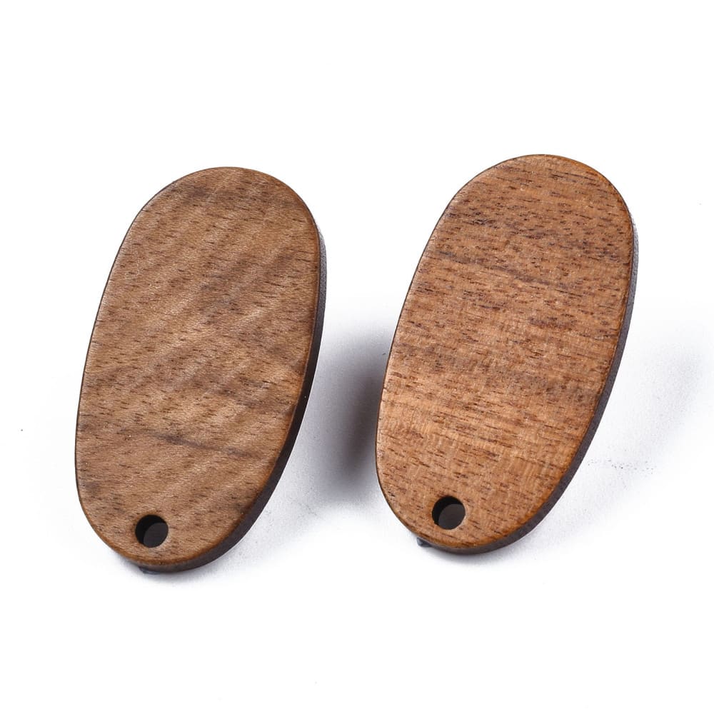 Base de aros topito óvalo 27x15 mm madera de nogal / par2