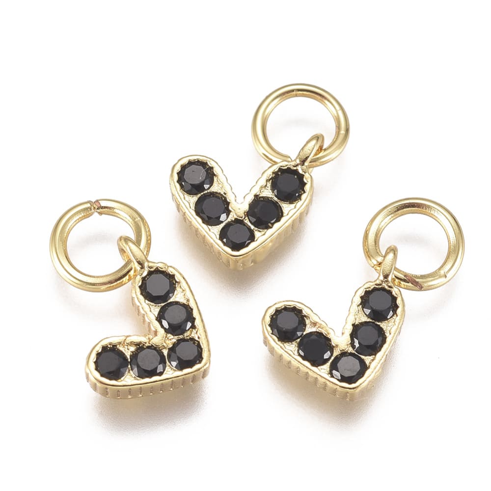 Dije colgante corazón zircón color baño de oro / unidad7