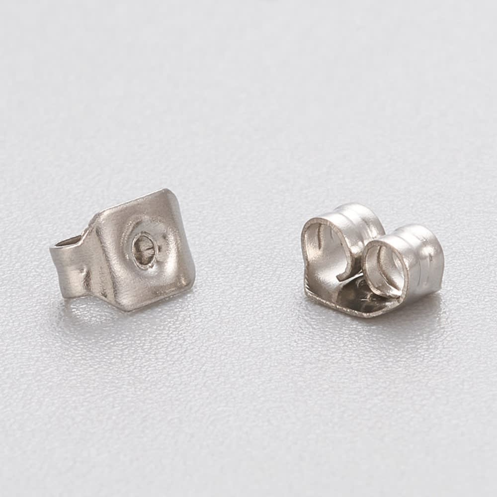 Tapones de aros 5x3.5 mm mariposa acero plateado / gramo2