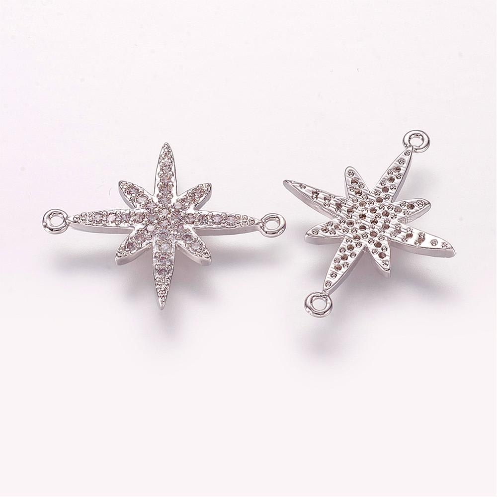 Dije  conector estrella fugaz dorado plateado zircón / unidad2