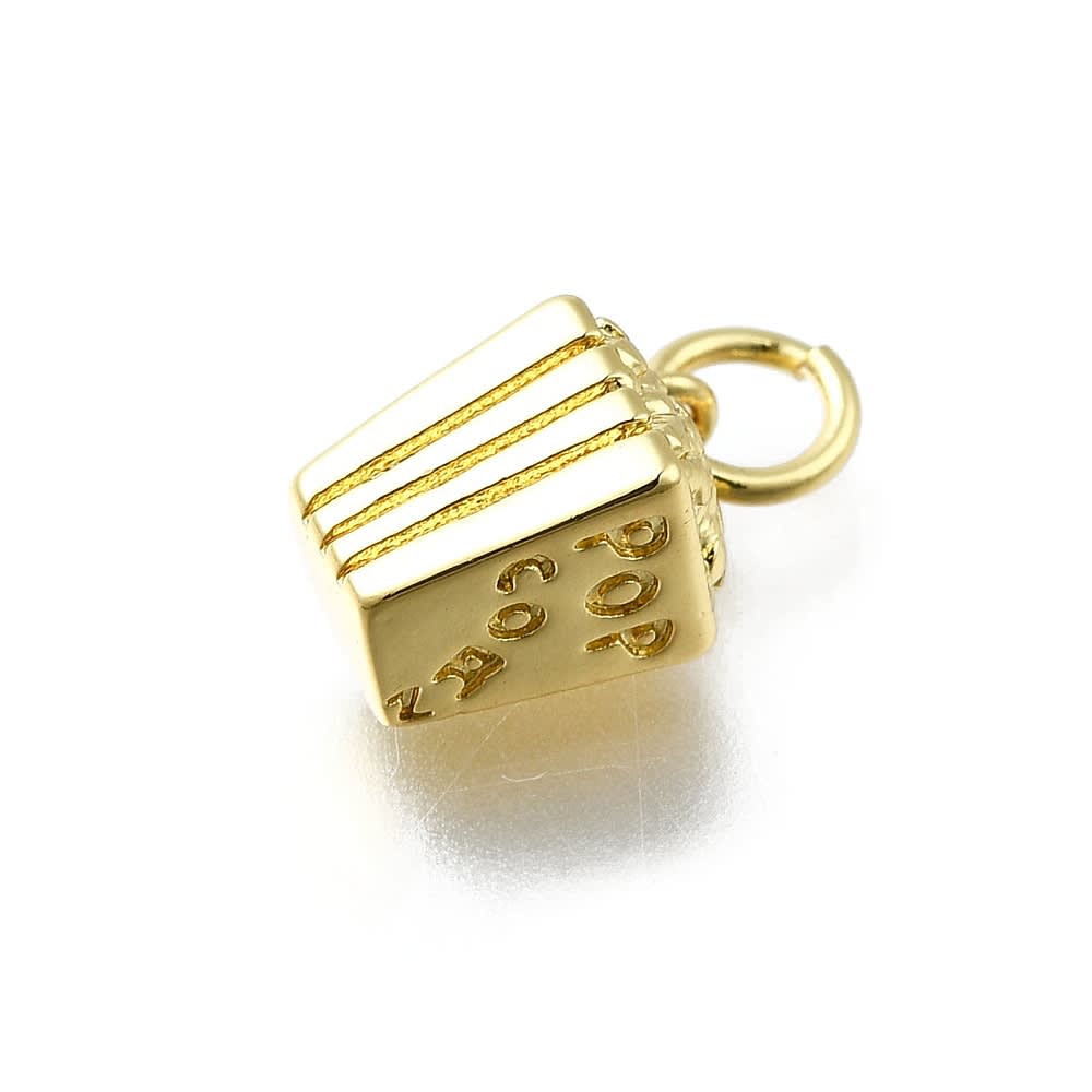 Dije colgante Pop corn cabritas cotufas 11 mm baño oro / unidad2