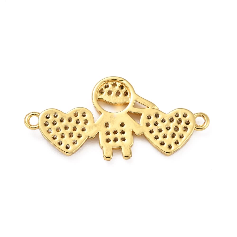 Dije conector niña niño zircón corazón baño de oro / unidad5