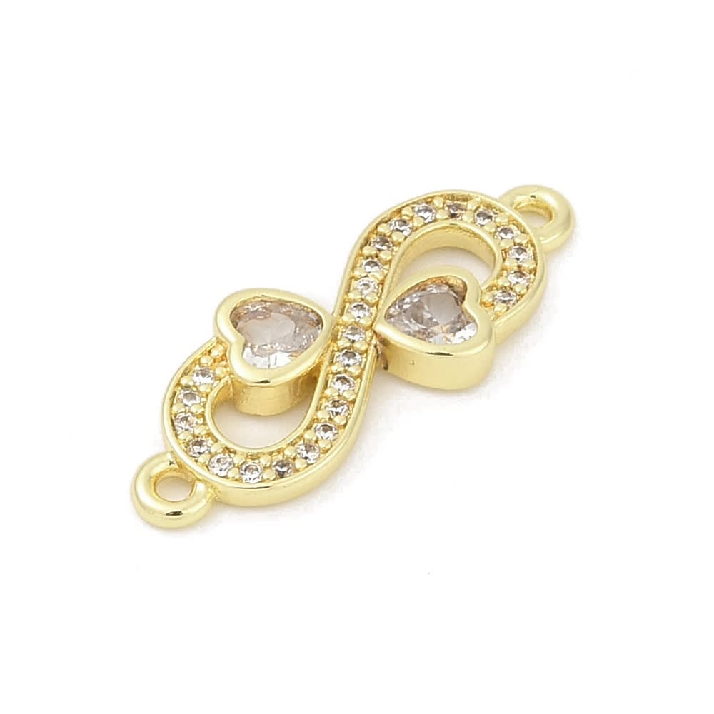 Dije conector infinito corazón 25.5 mm zircón baño oro / unidad1