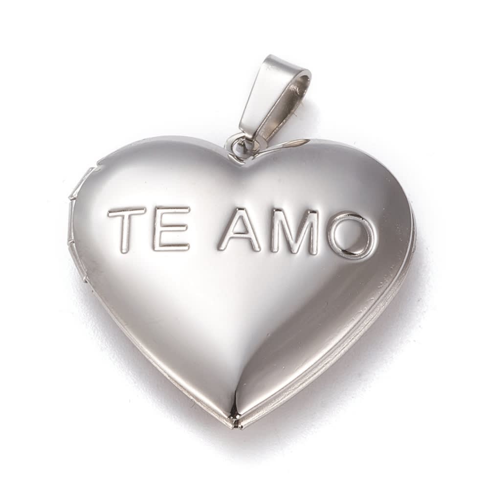 Relicario portafoto locket Corazón Te Amo acero / unidad2