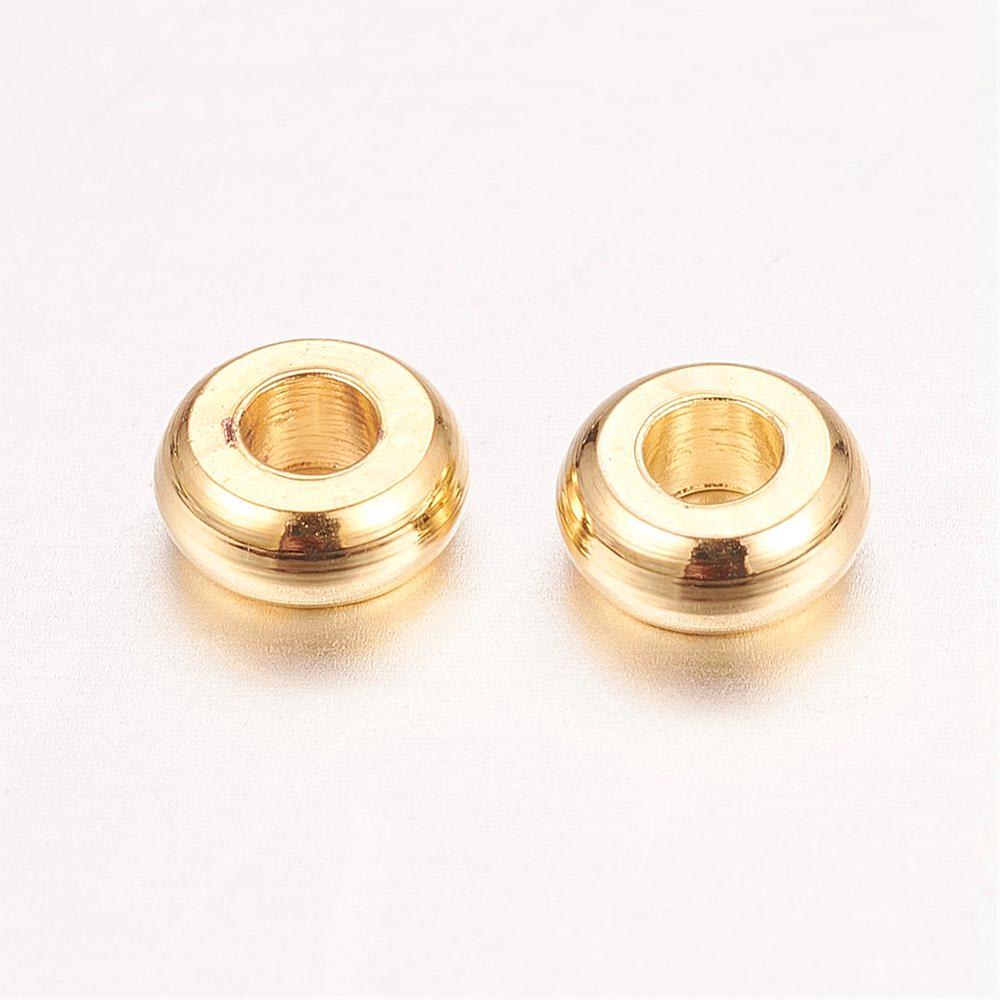 Separador redondo liso 4 mm baño de oro 18k / 10 uds1
