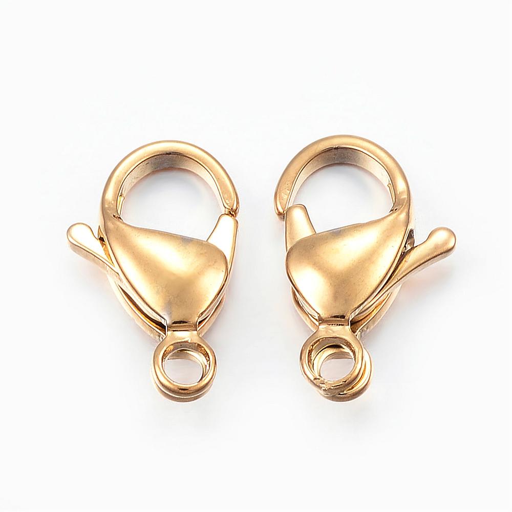 Broche pico loro 13 mm acero dorado / unidad2
