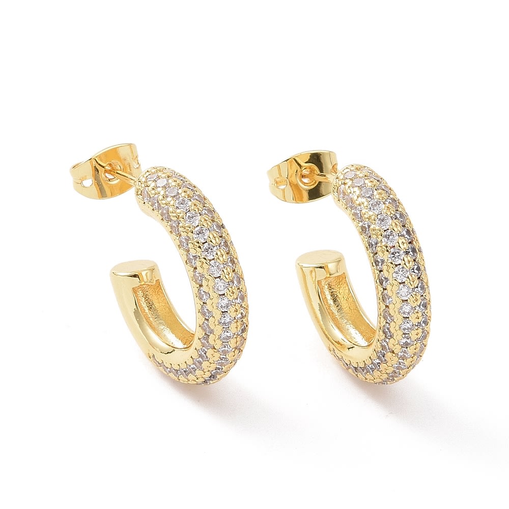Aros aretes topo tipo C chunky 20 mm zircón / par2