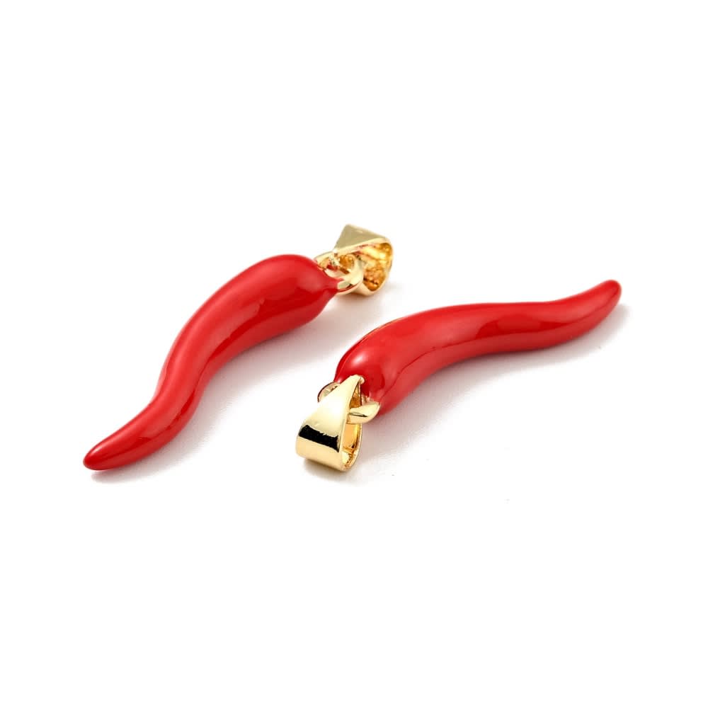 Dije esmaltado ají rojo 26.5 mm baño de oro / unidad3