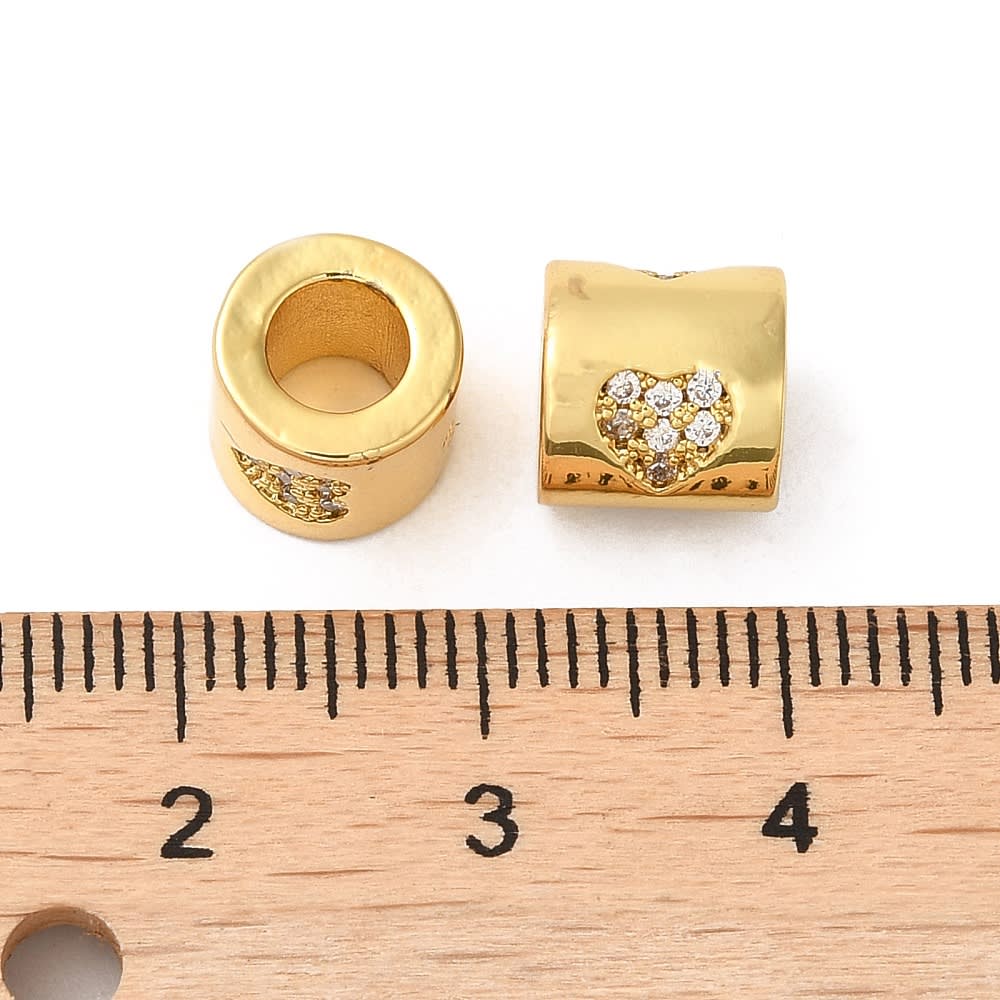 Cuenta pasador estilo europeo corazón zircón baño de oro / unidad3