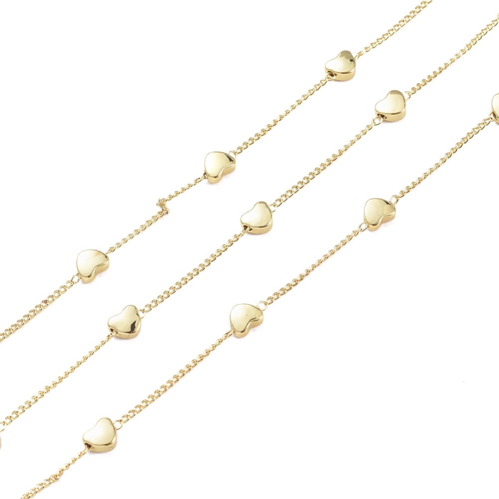 Cadena con estrella corazón pasador baño de oro / metro2