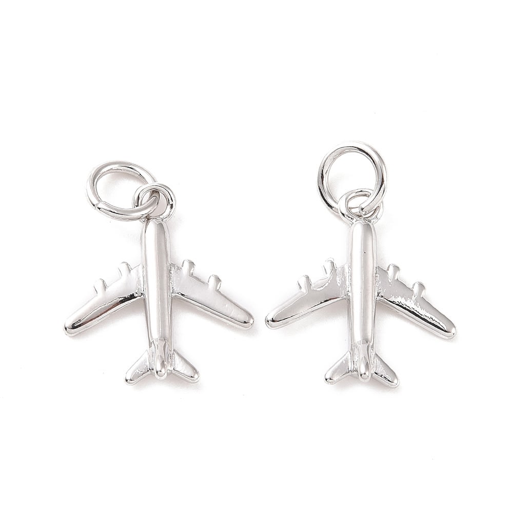 Dije colgante avión 14 mm baño oro platino / unidad2