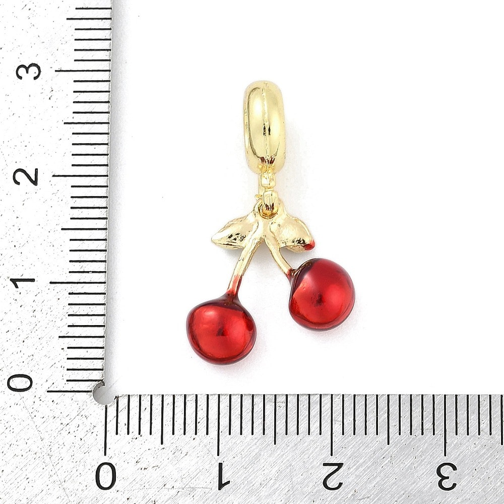 Colgante europeo charm Guinda cereza fruta baño oro / unidad3