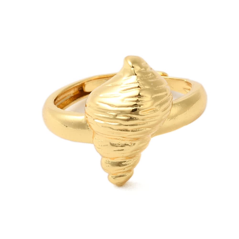 Anillo ajustable concha mar caracol africano baño de oro / unidad2