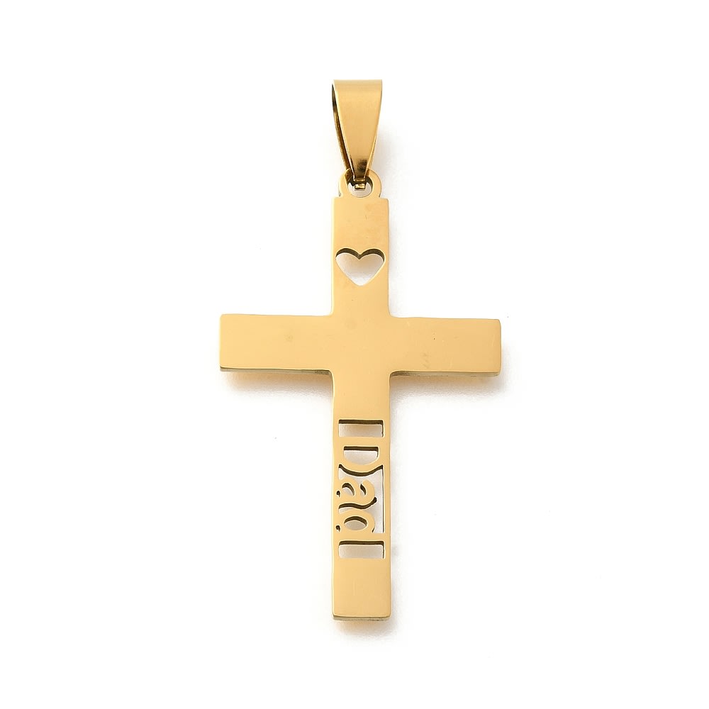 Dije colgante cruz calada dad mom papá mamá acero / unidad5