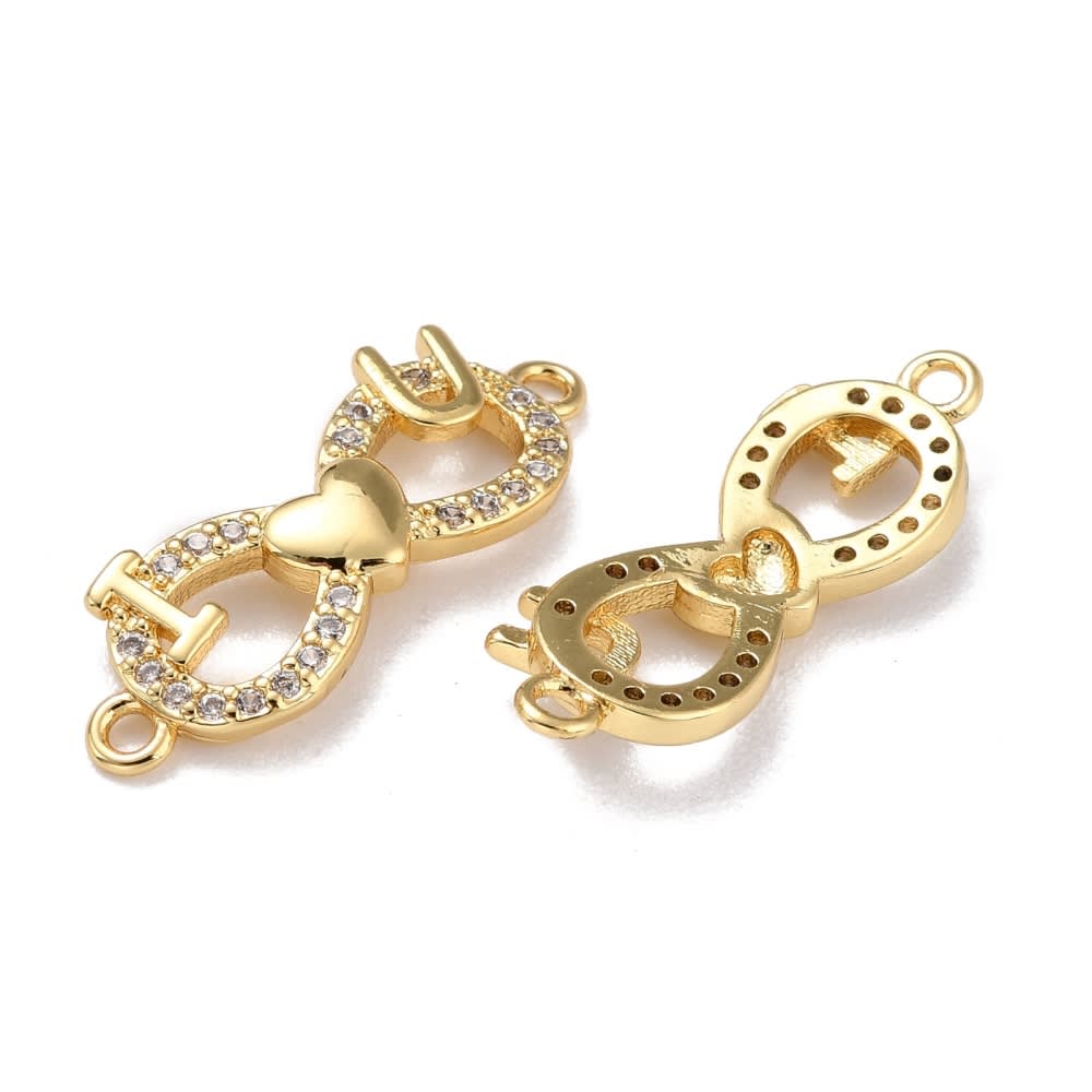 Dije conector zircón baño de oro / unidad6