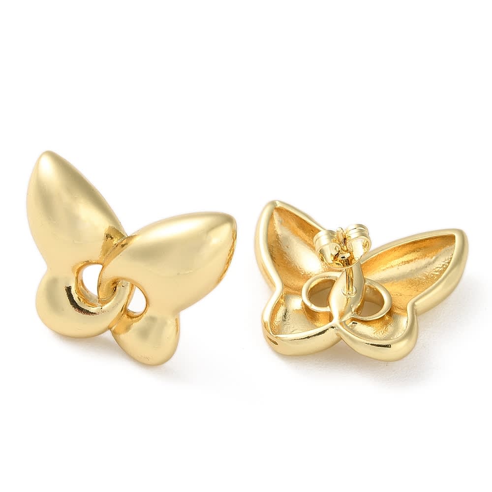 Aros topo topito mariposa 24 mm baño oro / par2