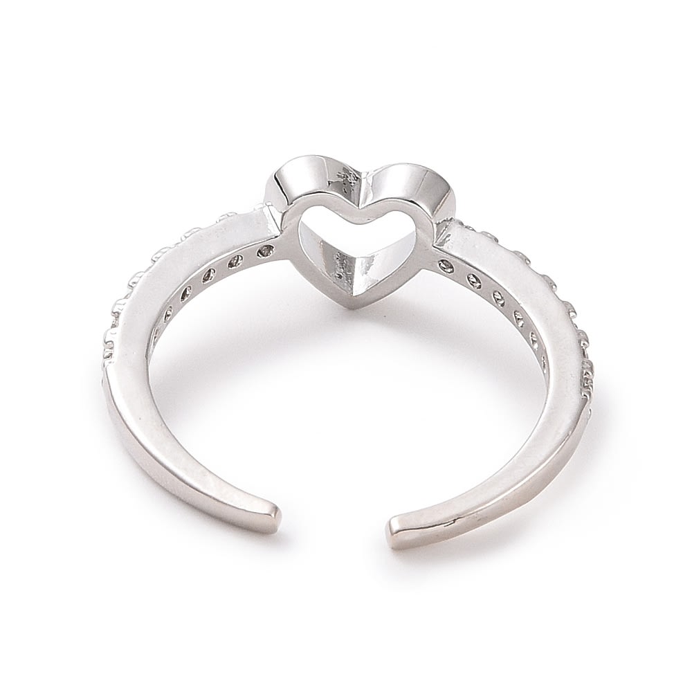 Anillo ajustable corazón con zircón baño oro platino / unidad4