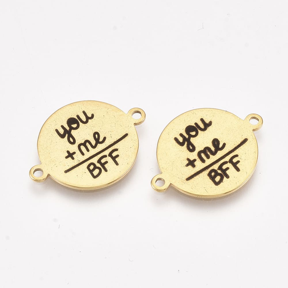 Dije conector mensaje amigas novios acero dorado plateado / unidad2