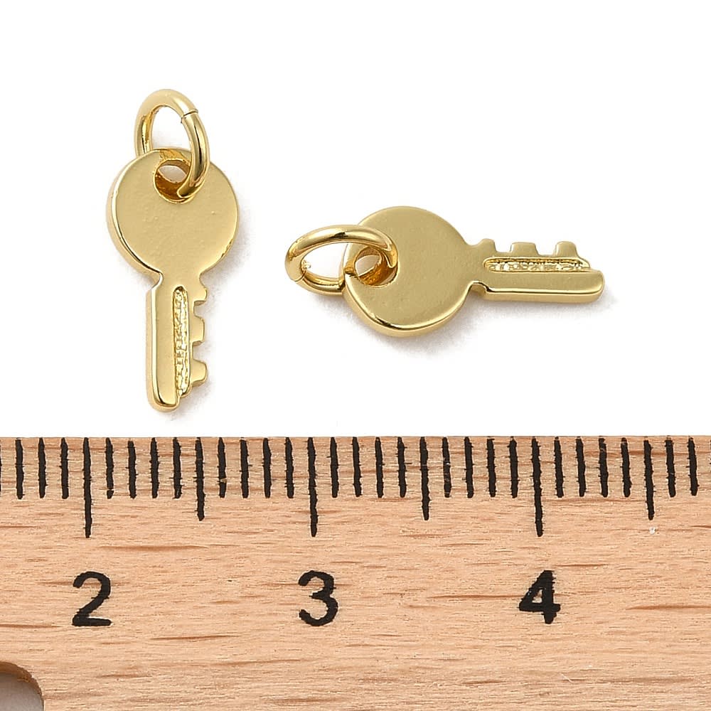 Dije colgante amuleto llave 12 mm baño oro / unidad3