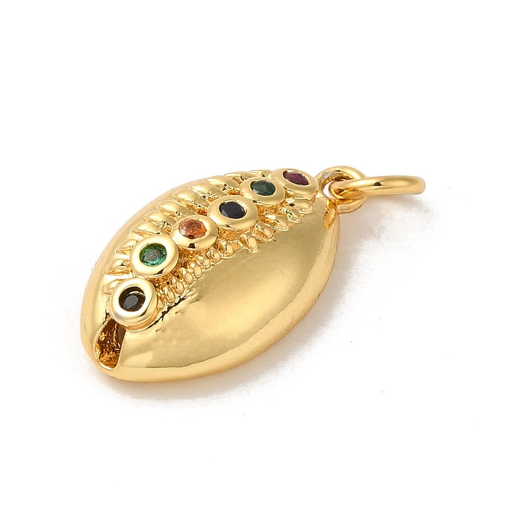 Dije colgante concha cauri 18.5 mm zircón baño de oro / unidad2