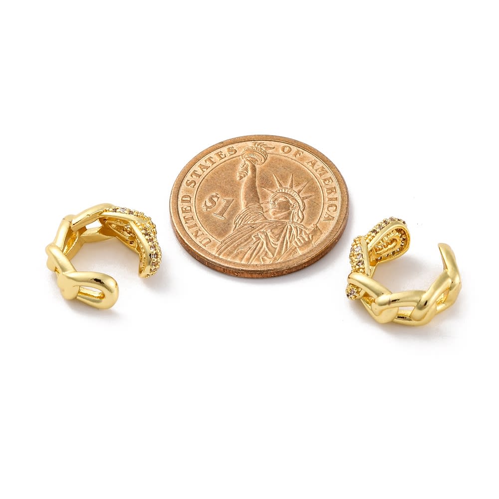 Ear cuff aros solitarios eslabones elegante 17 mm baño oro / unidad2