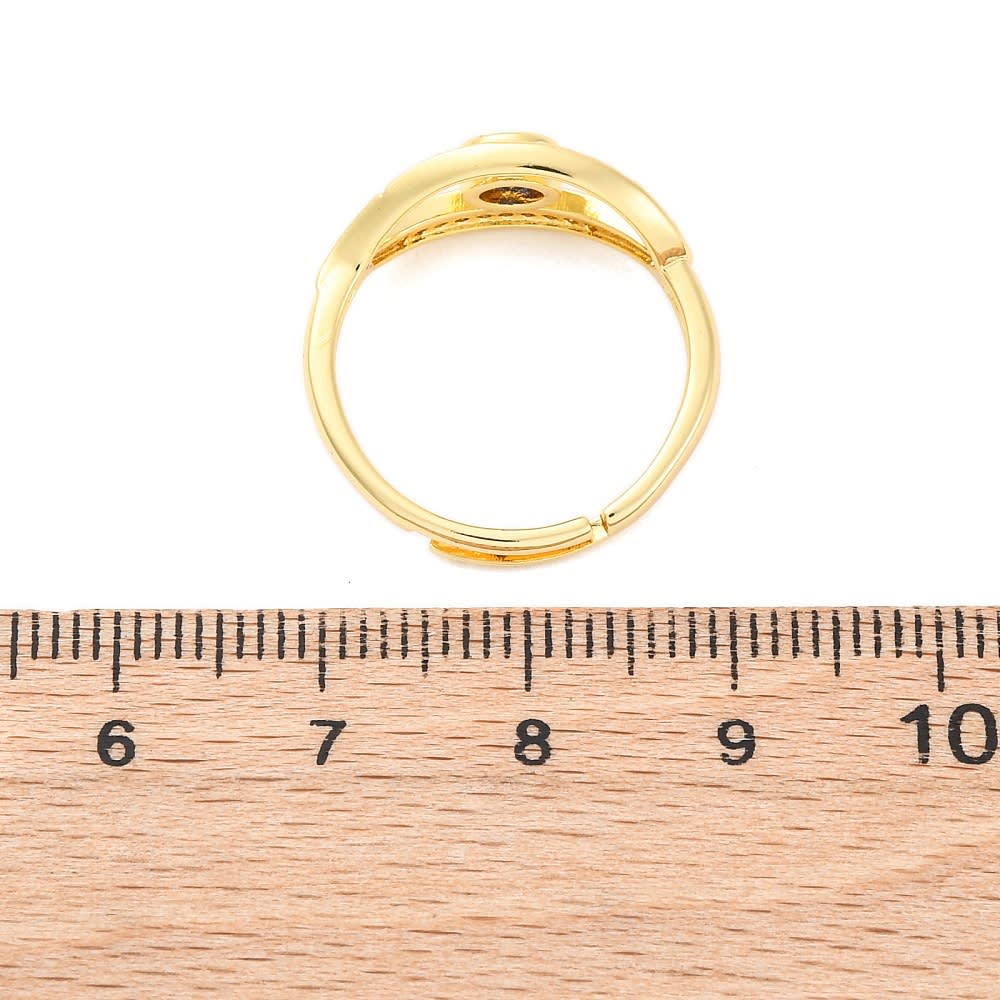 Anillo ajustable ojo turco zircón azul baño oro / unidad2