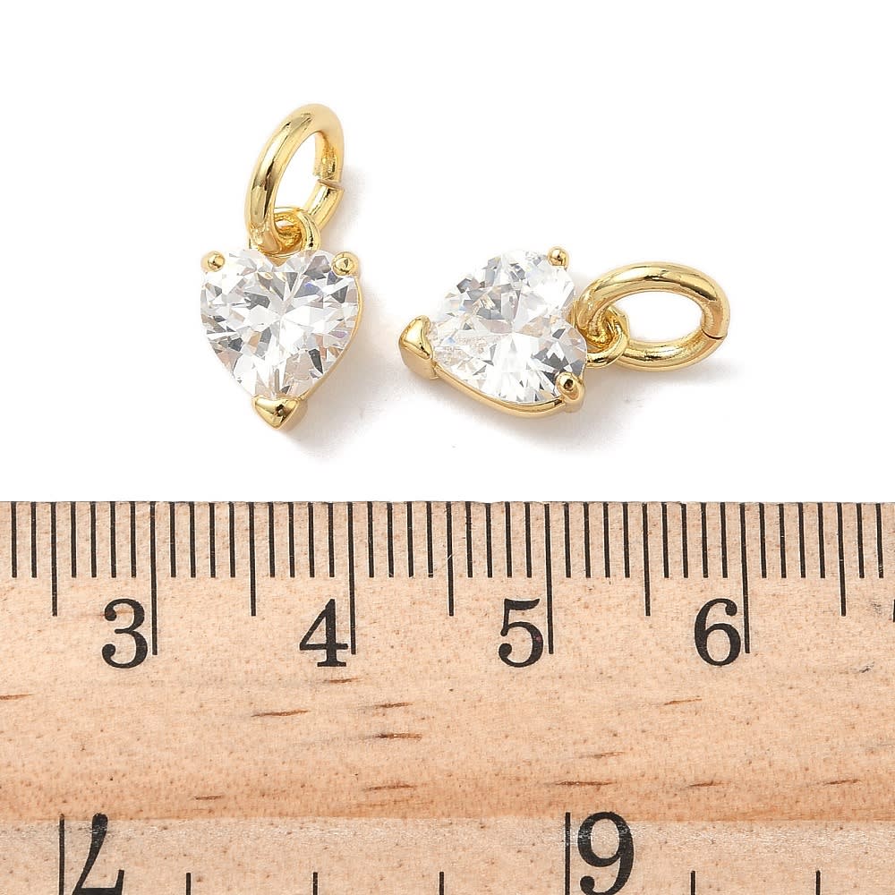 Dije colgante corazón zircón 11.5 mm baño oro / unidad3