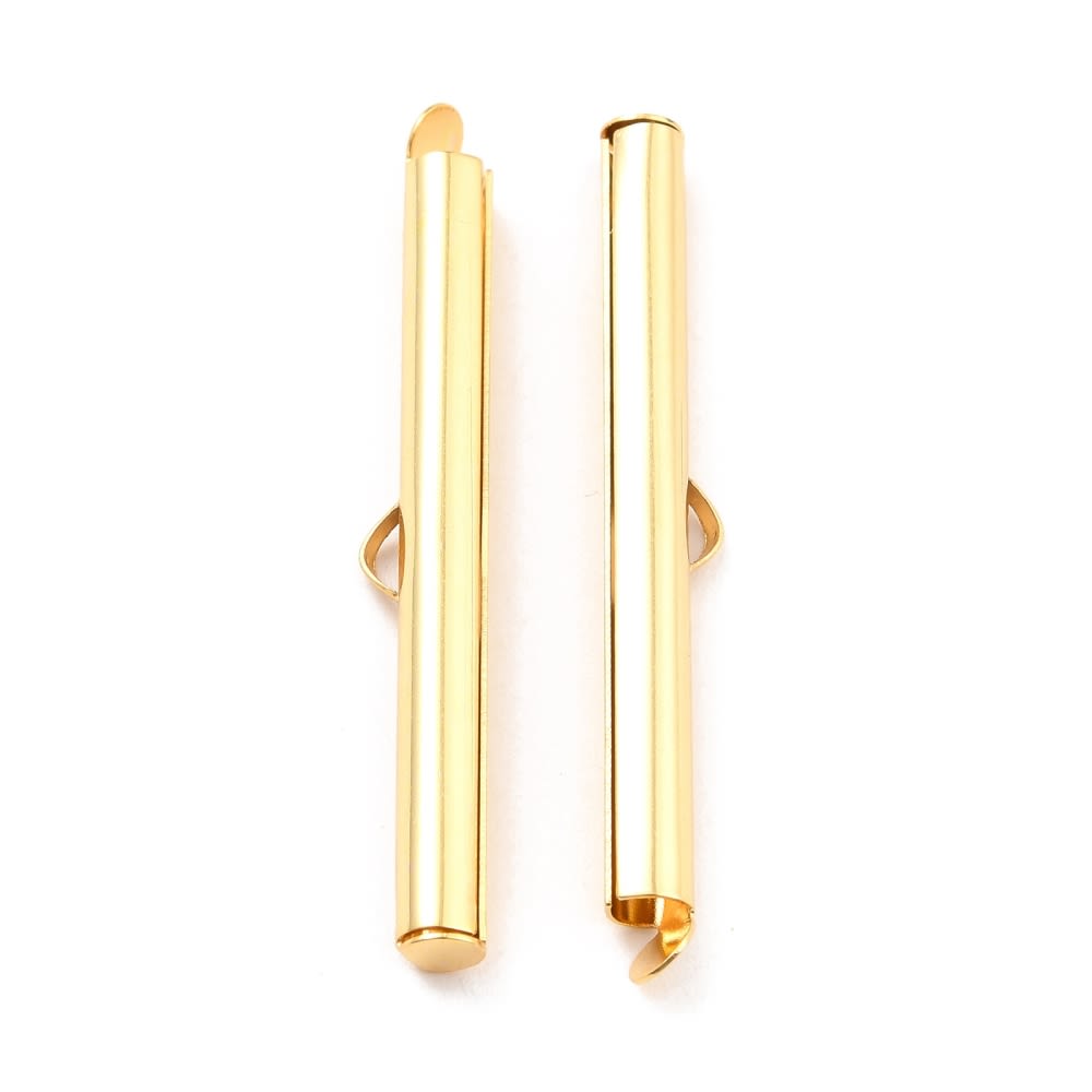Terminal tubo para pulsera collar 10-40 mm acero dorado / par8