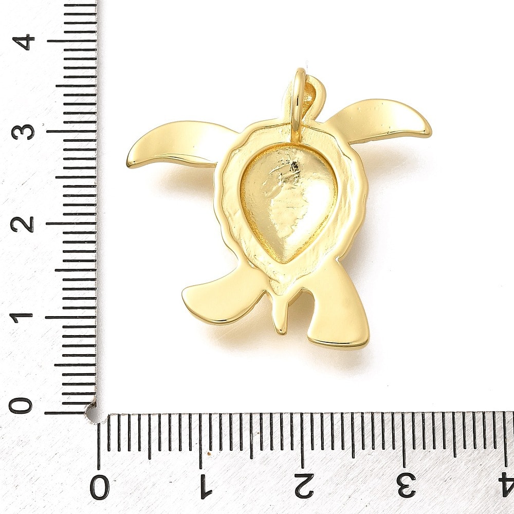 Dije pasador tortuga marina 28x31 mm baño de oro / unidad3