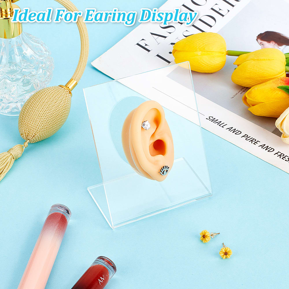 Exhibidor mostrario oreja aros ear cuff de silicona con soporte de acrílico / unidad6
