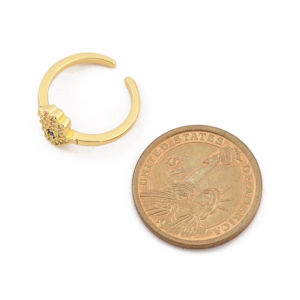 Anillo ajustable mano de fátima hamsa zircón baño de oro / unidad2