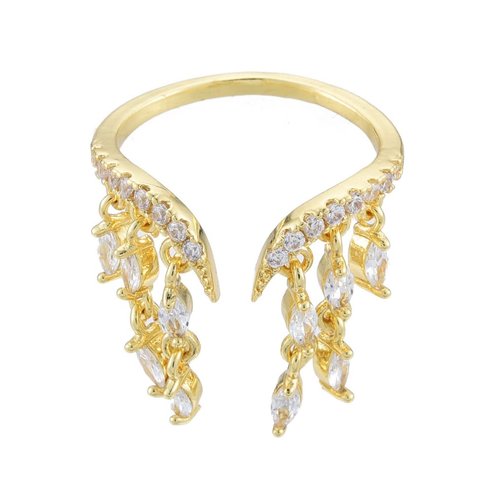 Anillo ajustable colgantes ojo de caballo zircón baño de oro / unidad1