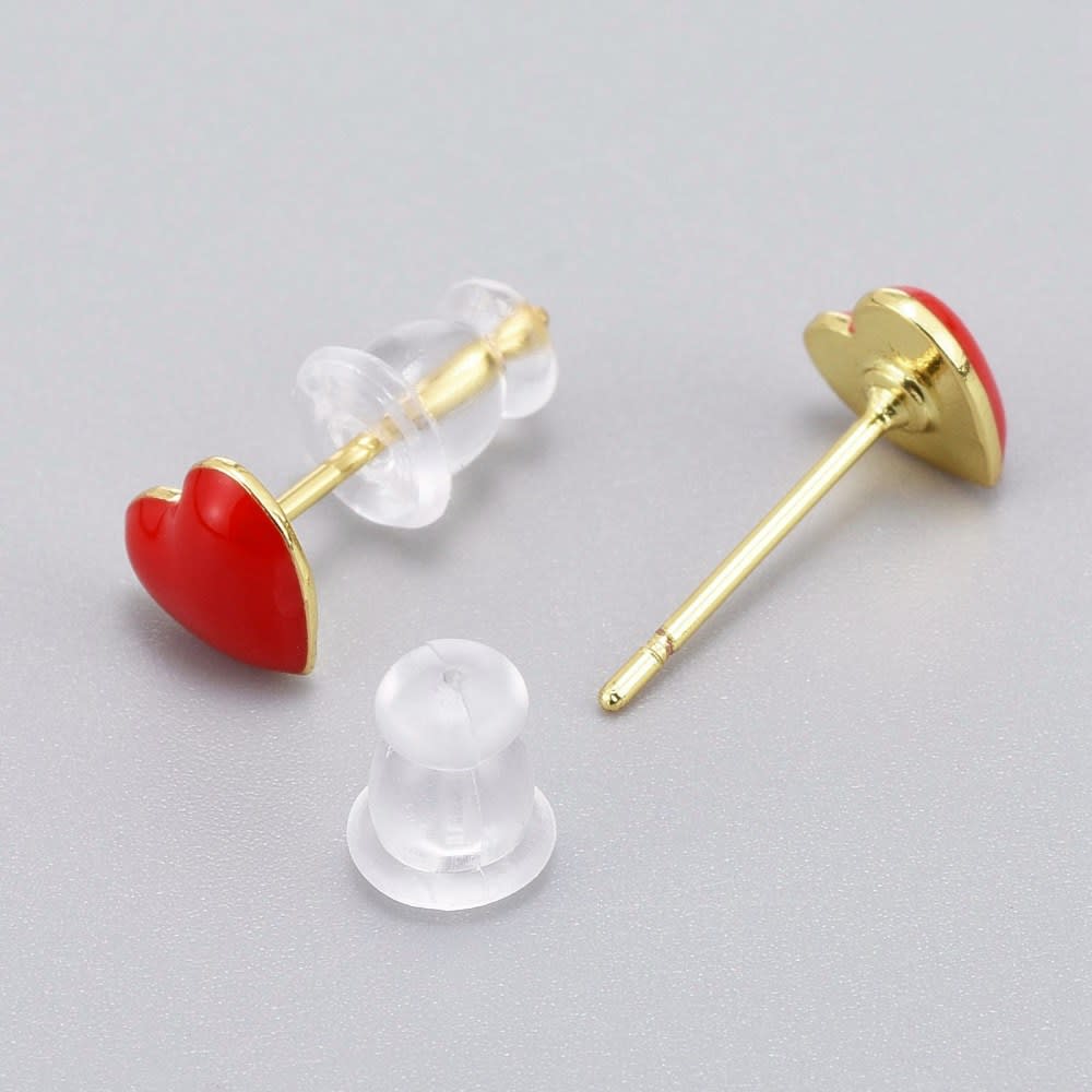 Aros topo topito segunda etapa corazón 6 mm baño de oro / par4