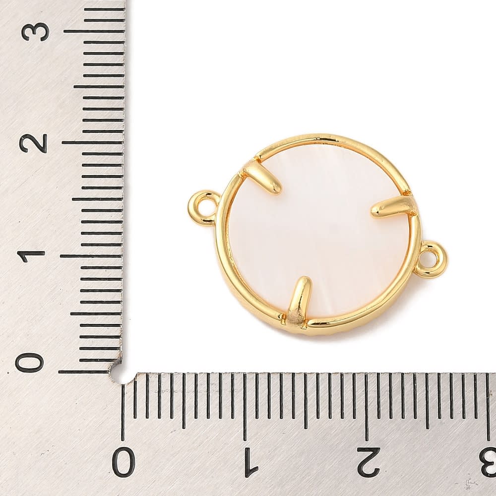 Dije conector círculo fe 23 mm zircón baño oro / unidad3